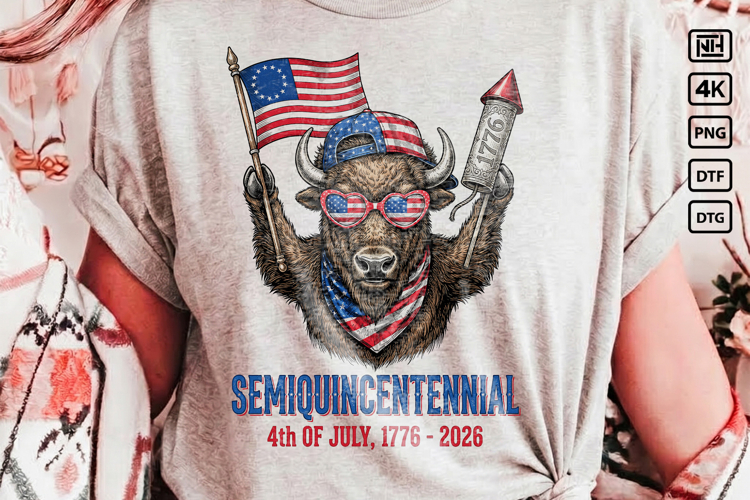 Patriotic USA Buffalo 250th Anniversary PNG example image 1