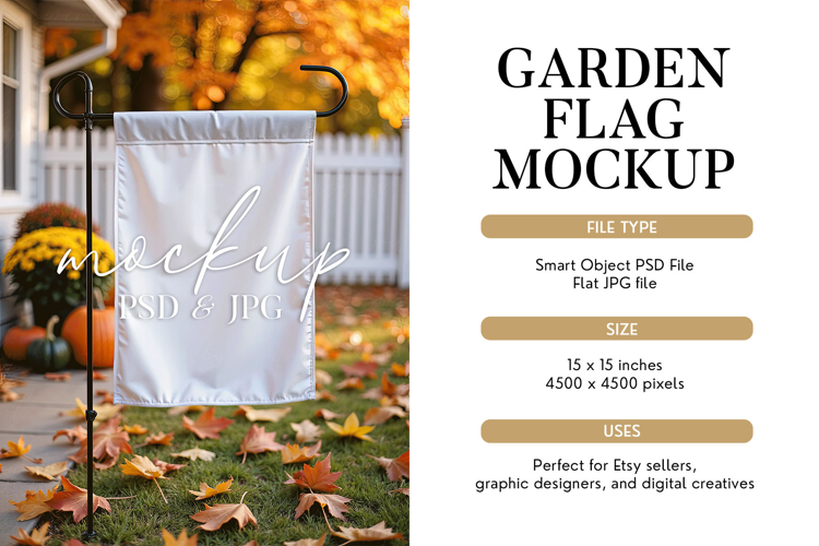 Autumn Garden Flag Mockup, PSD Smart Object