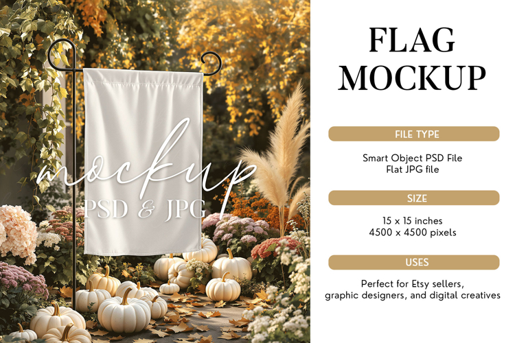 Fall PSD Smart Object 12 x 18 Garden Flag Mockup