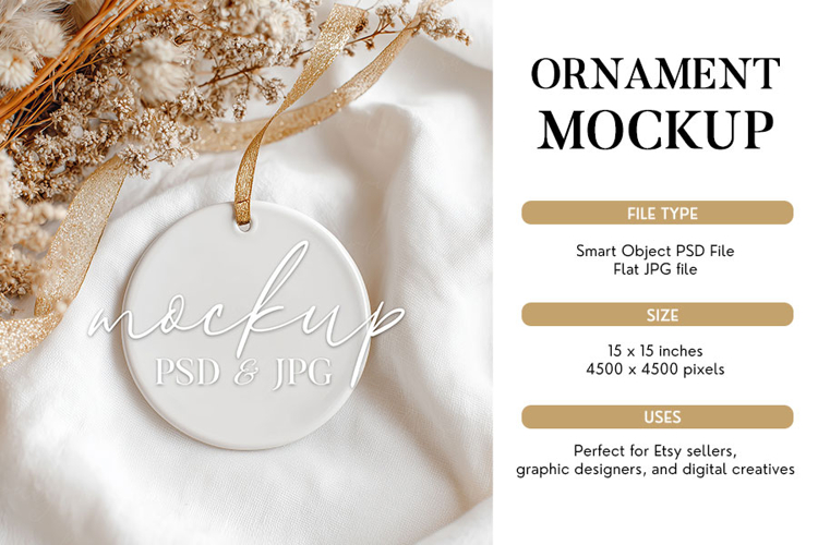 Neutral Fabric Ornament Mockup PSD & JPG