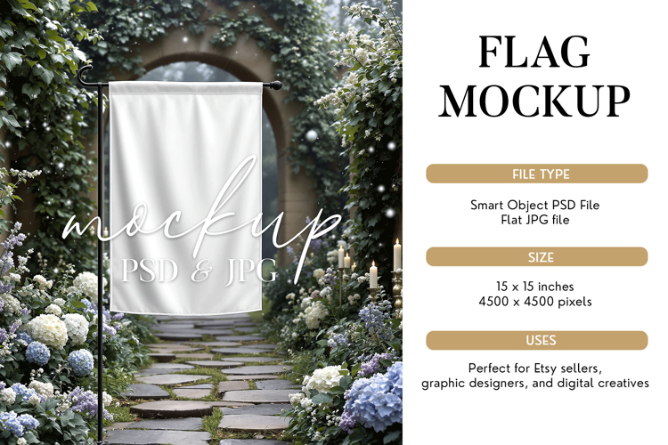 Garden Flag Mockup, PSD Smart Object File