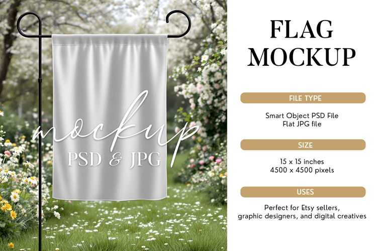 PSD Floral Garden Flag Mockup