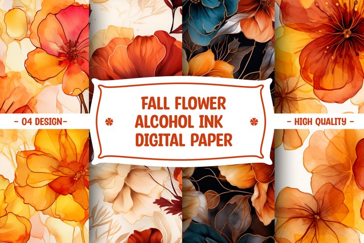 FALL FLOWER ALCOHOL INK DIGITAL PAPER
