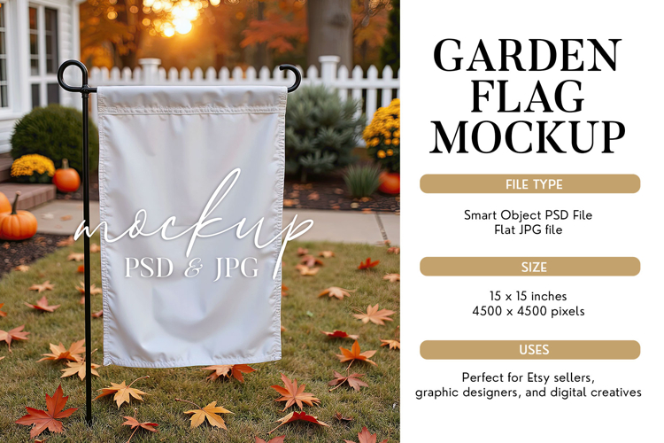 PSD Smart Object Fall Garden Flag Mockup