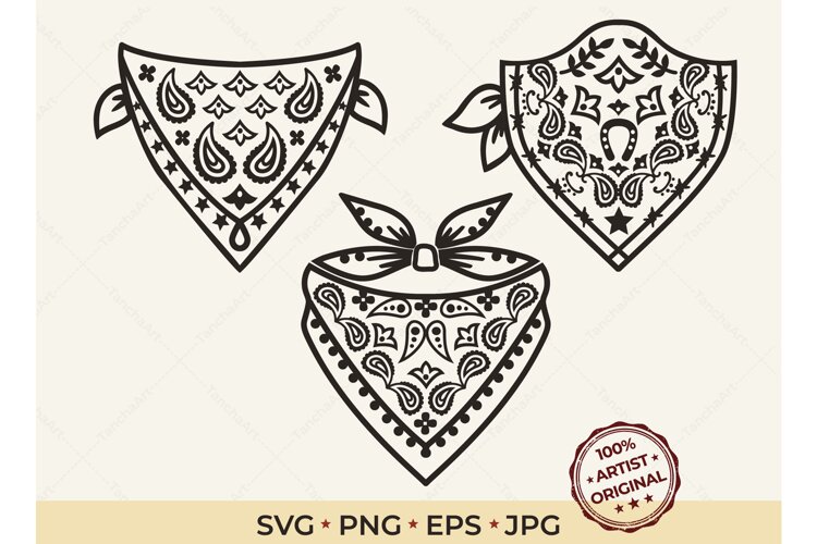 Western Bandana SVG Design | Paisley Cowboy Bandana example image 1