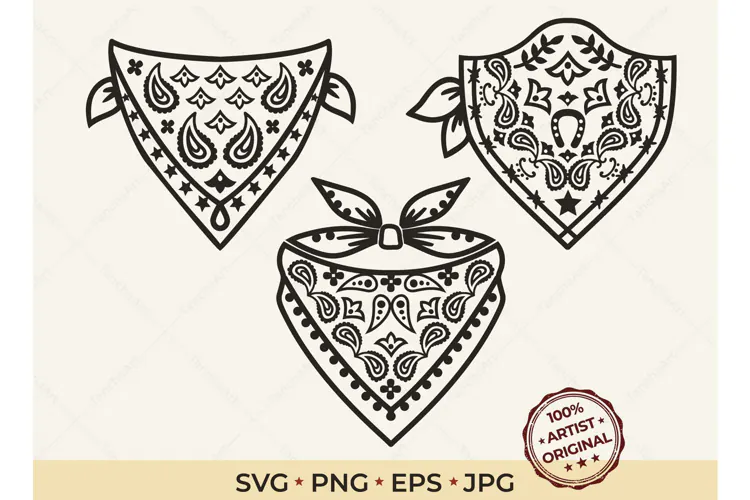 Western Bandana SVG Design | Paisley Cowboy Bandana