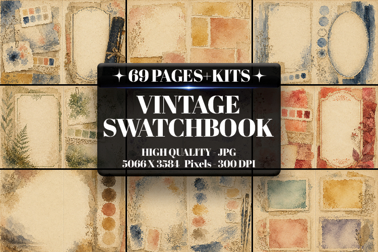 Vintage Swatchbook Digital Paper | Junk Journal Pages