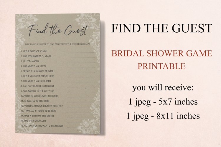 Find the Guest Party Game, Wedding Shower Game Printable (2028648 ...