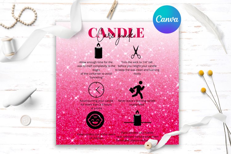 Digital Download Candle Care Canva Template example image 1