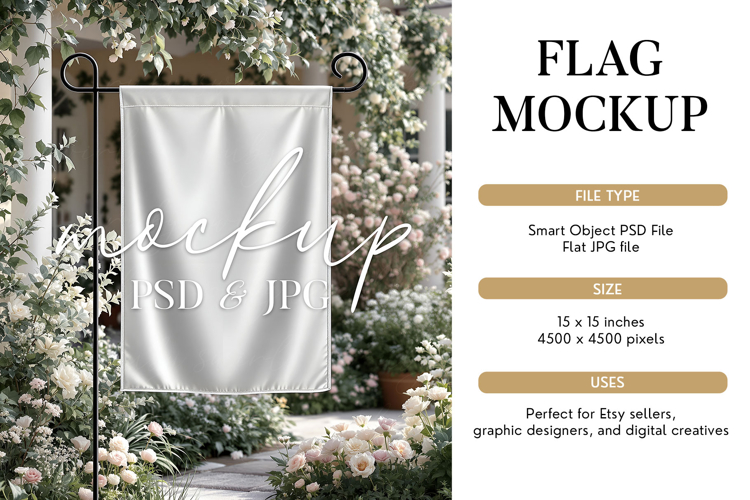 Garden Flag Mockup PSD, Blank Flag Template