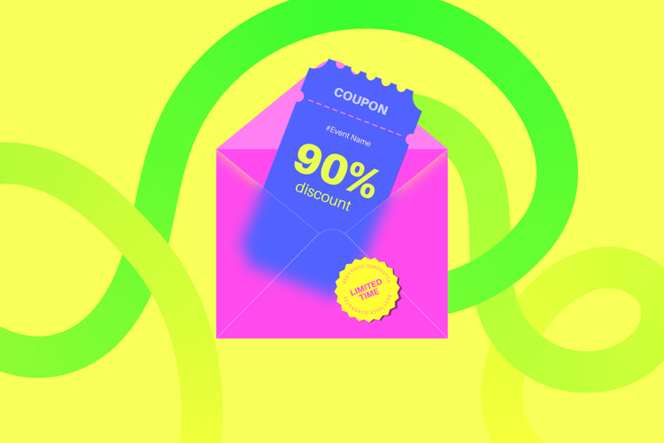 90 Discount Coupon in an Envelope