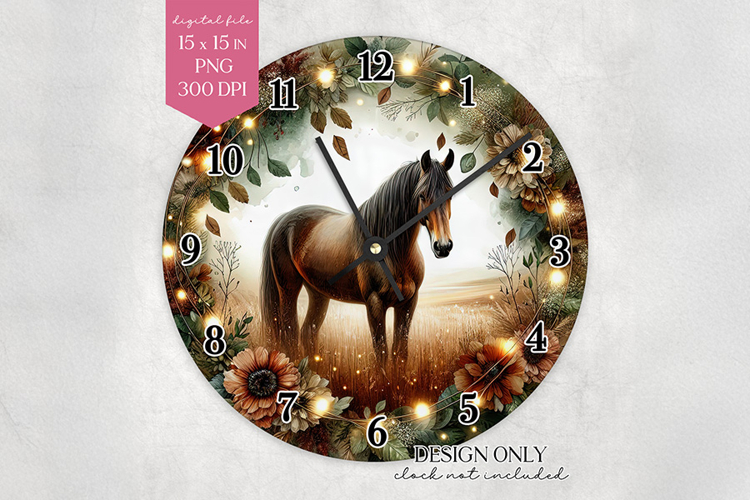 Horse Wall Clock Sublimation Design PNG
