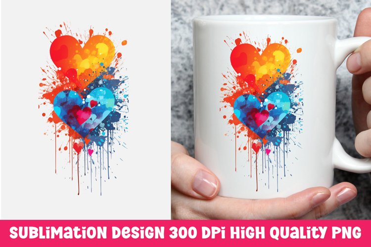 Valentines day dripping hearts mug sublimation