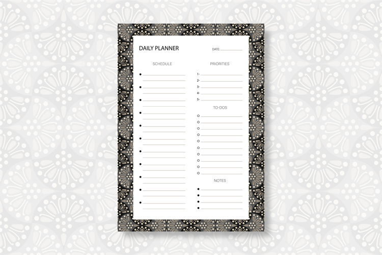 Daily Planner Template with Ogee Pattern | Daily Planner