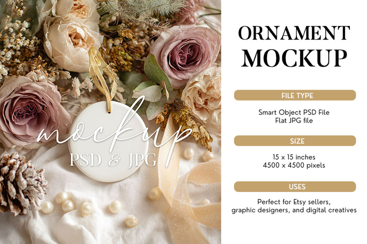 Romantic Rose Ornament Mockup PSD & JPG