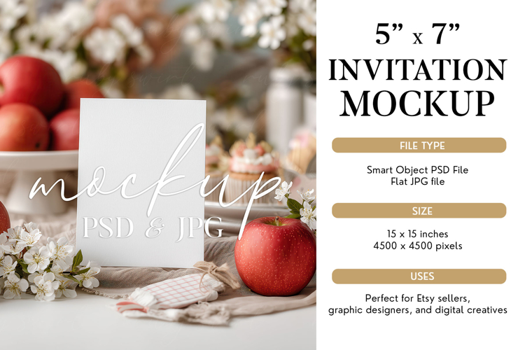 5x7 Invitation Mockup PSD, Blank Card Template