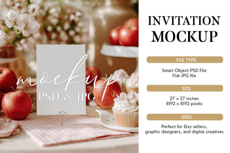 Apple Theme Invitation Mockup PSD & JPG