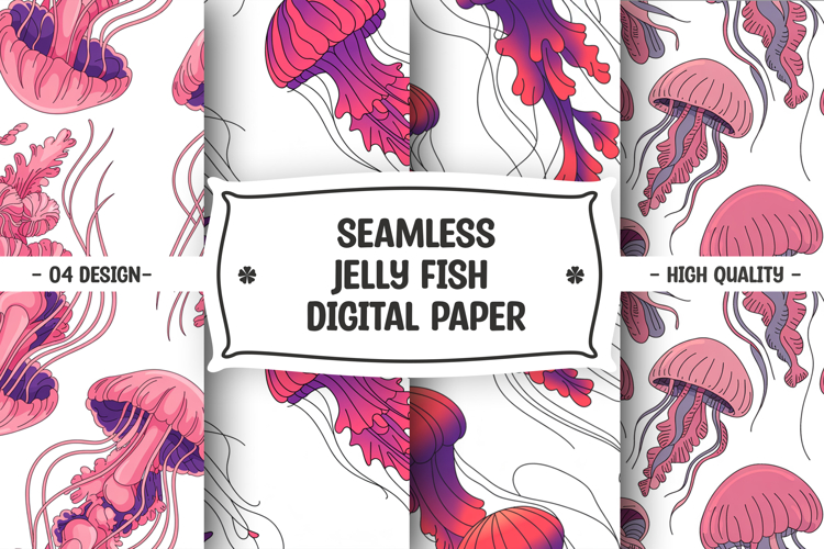 Seamless jelly fish pattern digital paper