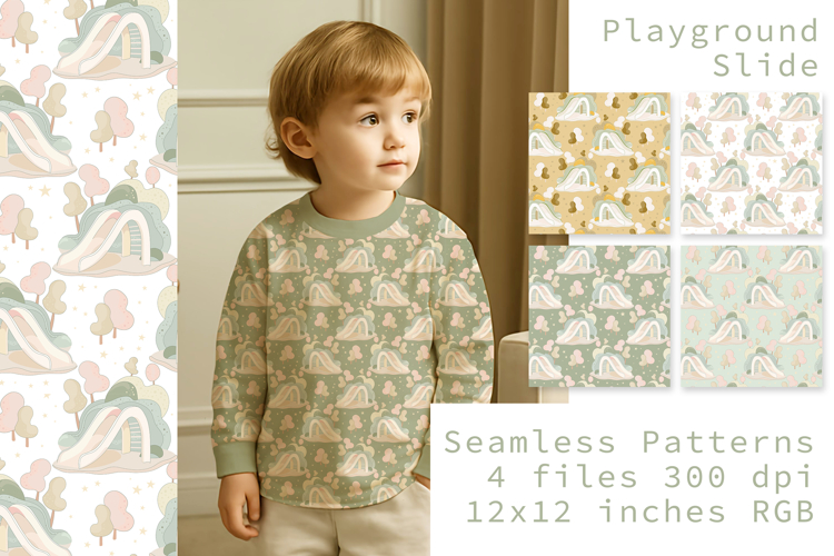 Playground Slide digital papers, Kids sublimation pattern