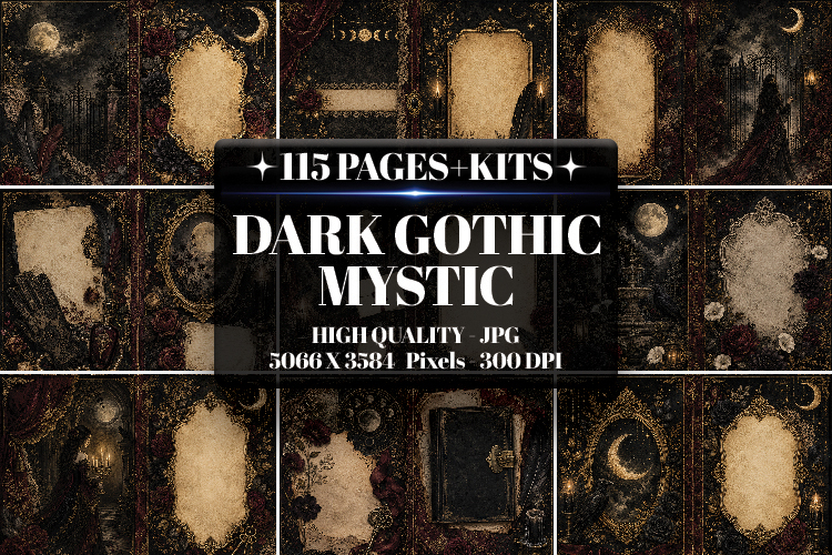 Dark Gothic Mystic Digital Paper| Junk Journal Pages