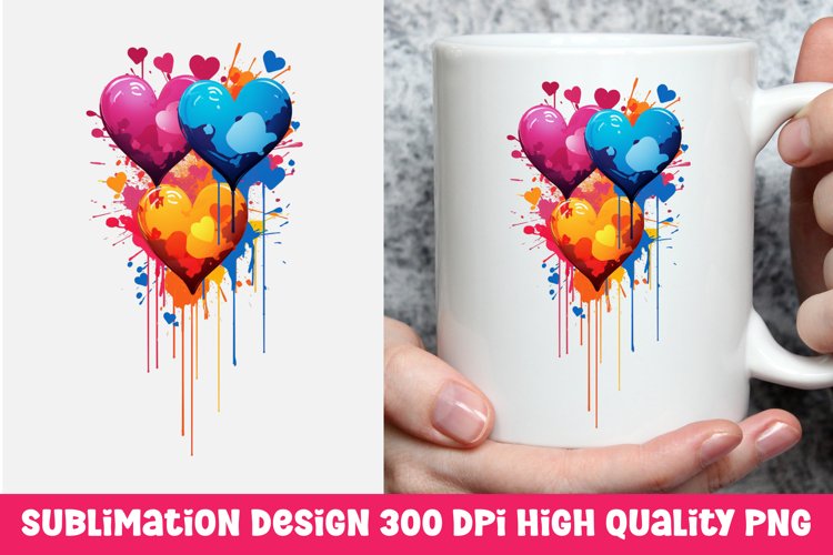 Valentines day dripping hearts mug sublimation