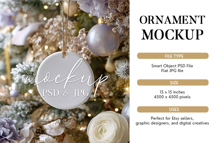 Frosted Lavender Ornament Mockup PSD & JPG