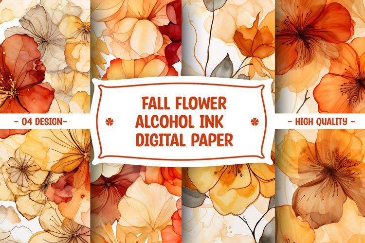 FALL FLOWER ALCOHOL INK DIGITAL PAPER