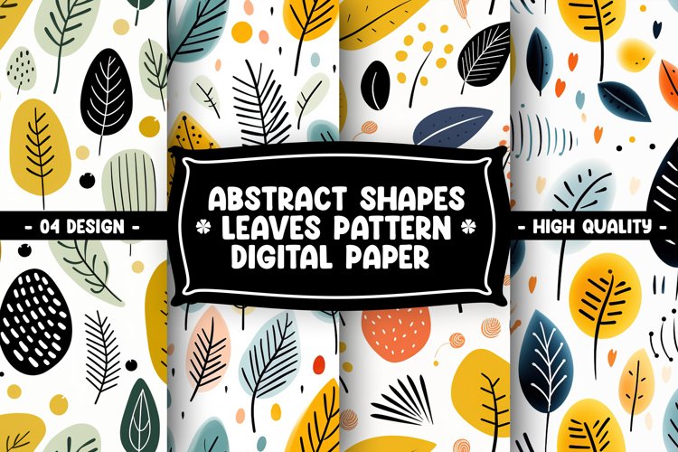 Abstract Shapes And Leaves Digital Paper