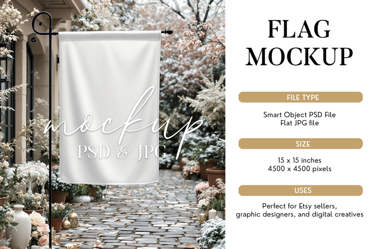 Winter Garden Flag PSD Mockup