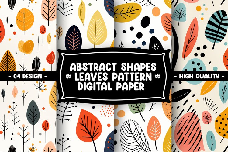 Abstract Shapes And Leaves Digital Paper