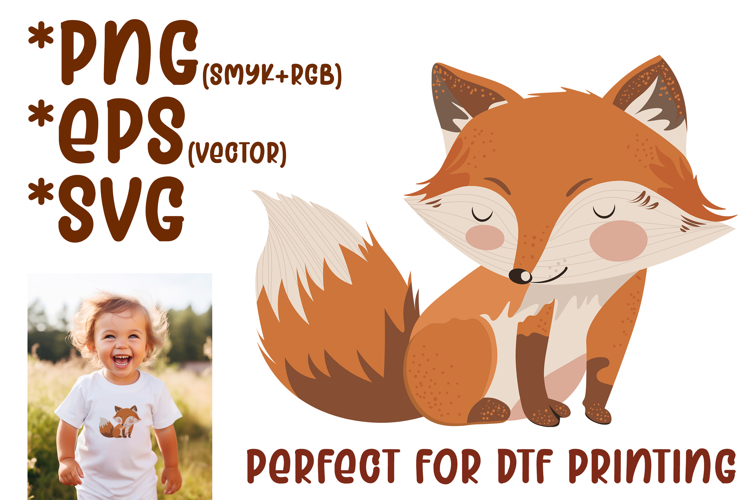 Cute Fox DTF printing PNG SVG EPS