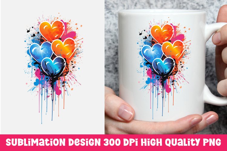 Valentines day dripping hearts mug sublimation