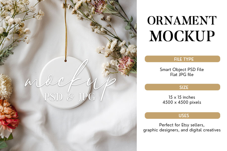 Minimal Floral Ornament Mockup PSD & JPG