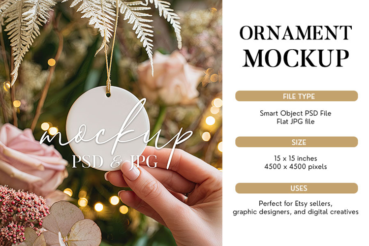 Elegant Floral Ornament Mockup with Hand | PSD & JPG