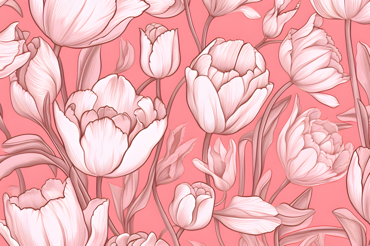 Tulip Flower Pattern Background | Tulip Flower Digital Paper