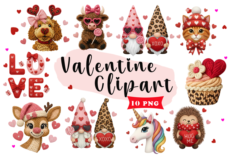 Cute Valentine Animals Clipart PNG