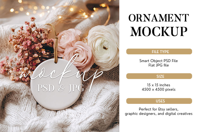 Cozy Knit Ornament Mockup PSD & JPG