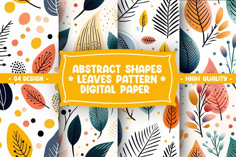 Abstract Shapes And Leaves Digital Paper example image 1