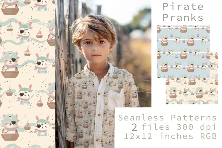 Pitare Pranks digital papers, Kids sublimation pattern