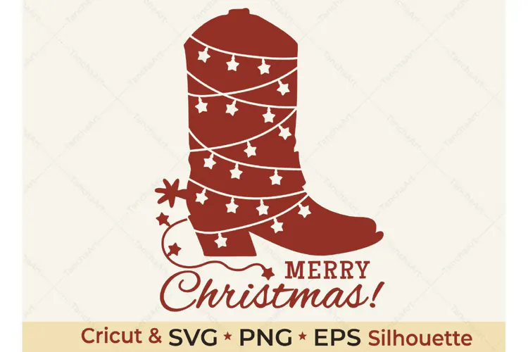 Christmas Cowboy Boot SVG | Merry Christmas Western
