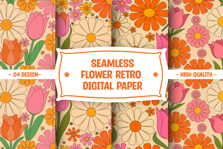 Seamless flower retro digital paper