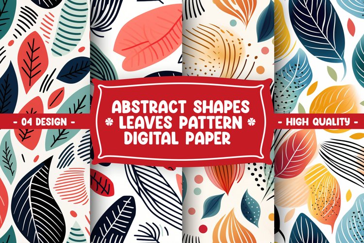 Abstract Shapes And Leaves Digital Paper