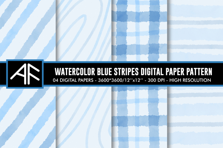 Watercolor Pink Stripes Digital Paper Patterns