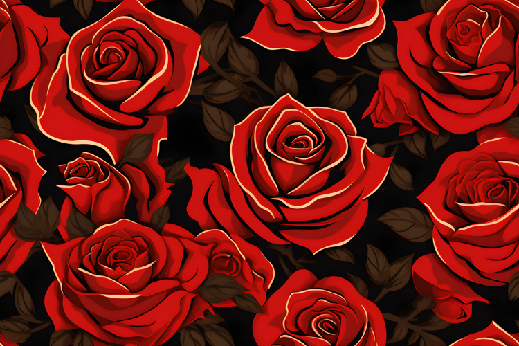 Red Rose Flower Pattern Background | Rose Seamless Pattern