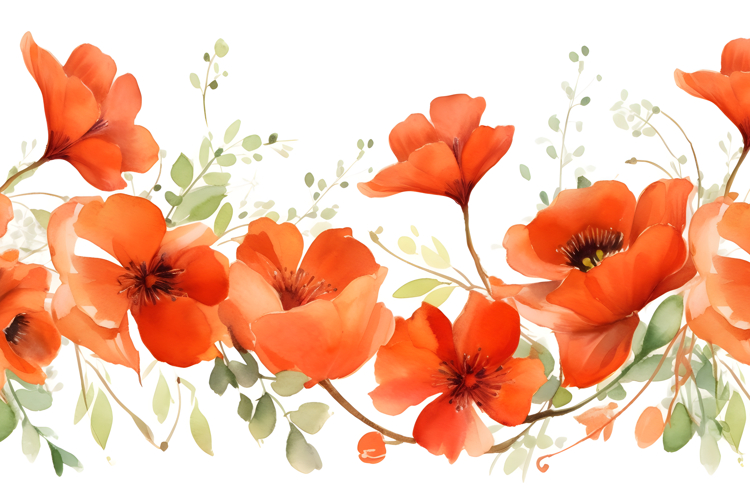 Watercolor Red Flower Background | Floral Wallpaper