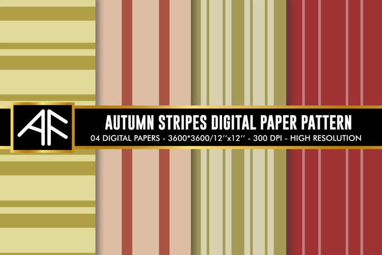 Autumn Stripes Digital Paper Patterns | Stripes Pattern