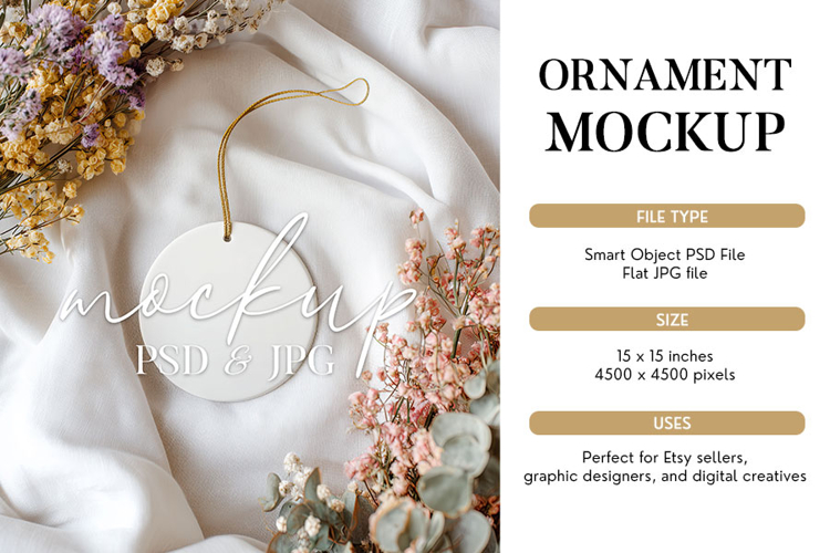 Soft Botanical Ornament Mockup PSD & JPG