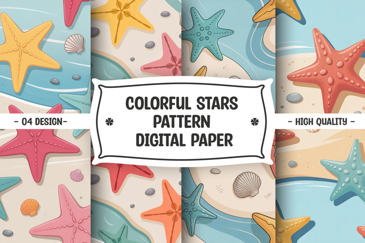 Colorful stars seamless pattern digital paper