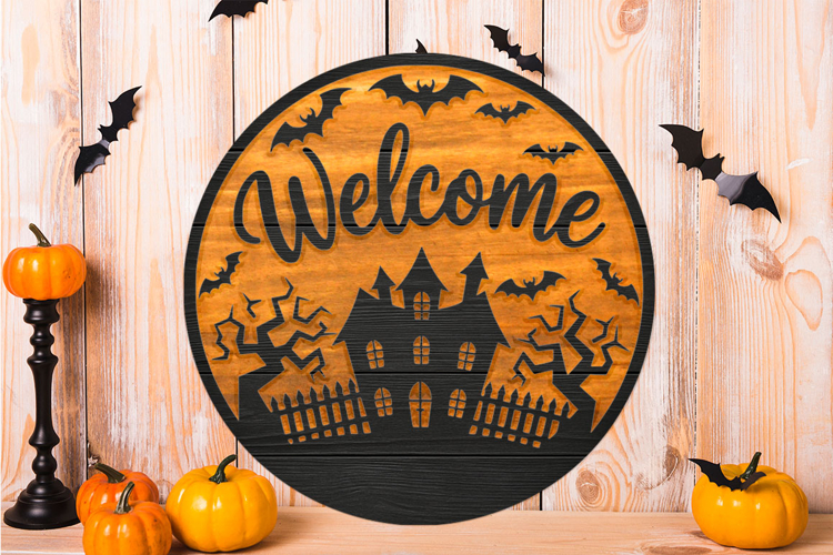 Welcome Haunted House Halloween Laser Cut Sign SVG