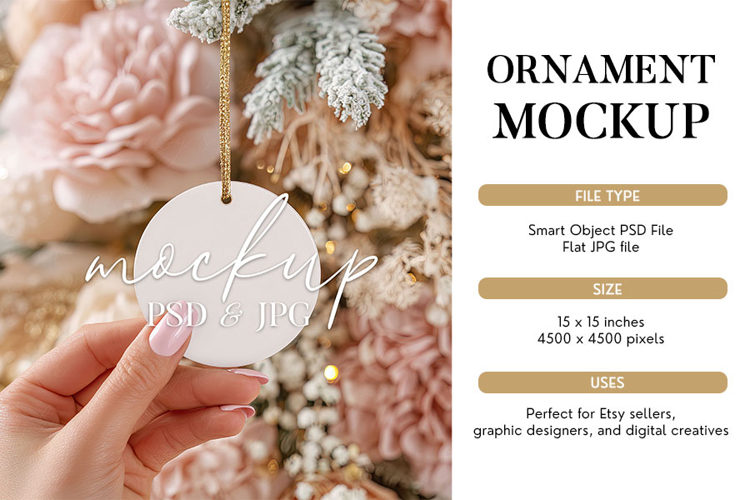 Blush Handheld Ornament Mockup PSD & JPG